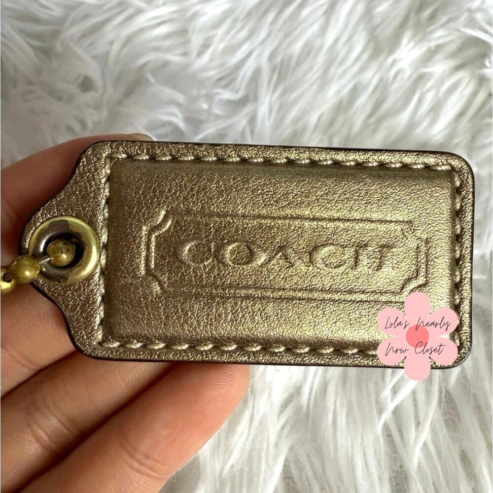 2" COACH Metallic Gold Fob Bag Charm Hang tag Hangtag